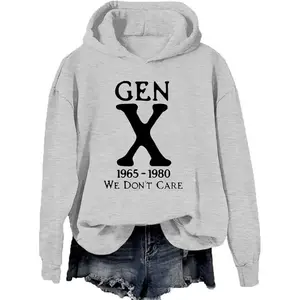 Gen X 1965-1980 We Don't Care Hoodie, Generation X Hoodies Unisex Graphic Casual Fleece Fabric Pullover Hooded Sweatshirt for Women for Men