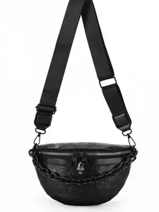 Dark Skull Pattern Chest Bag for Men, 2026 New Chain Crossbody Bag, Trendy Motorcycle Style Waist Bag, Multi-Functional Shoulder Bag