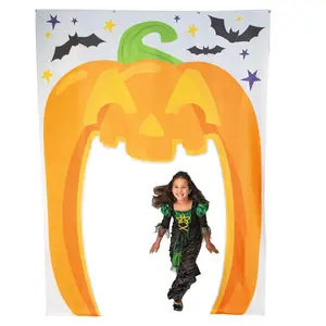 Halloween Jack-O-Lantern Polyester Doorway Arch, 6 ft. x 8 ft