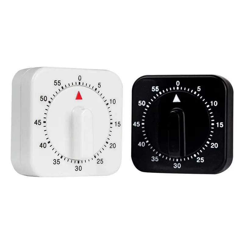 2-Pack Square Mechanical Kitchen Timer - 60-Minute, Loud Alarm, No Batteries Required, Ideal for Chefs