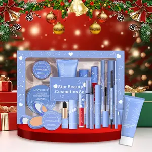 8-piece full face makeup set, Makeup kit, including mascara/eyeliner/foundation/compact powder/lip gloss/lipstick/concealer/dual-ended eyebrow pencil, long-lasting formula suitable for all skin types, party or everyday makeup, perfect gift for holiday