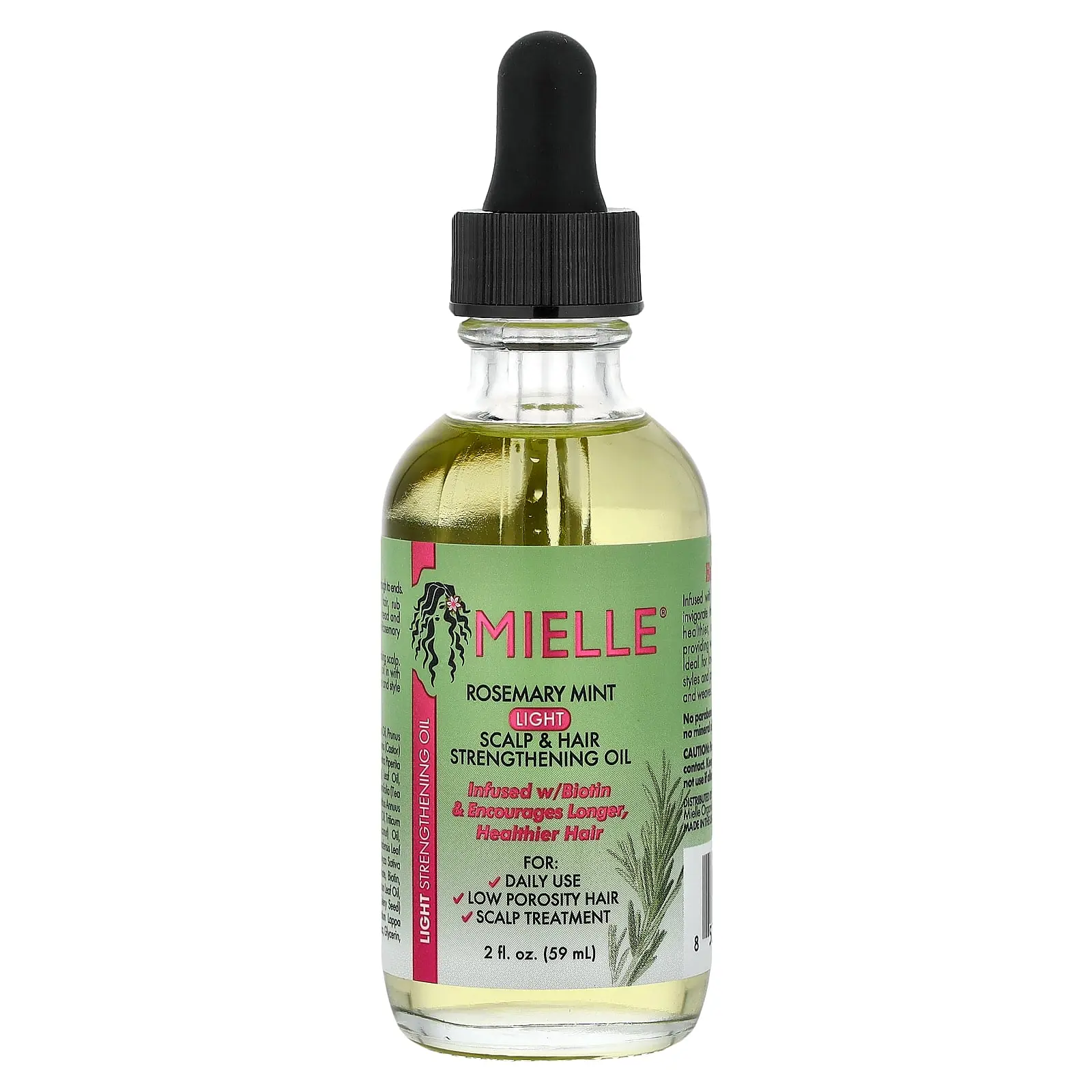 Mielle Light Scalp & Hair Strengthening Oil, Rosemary Mint, 2 fl oz (59 ml)