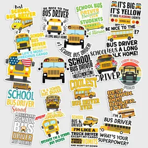 Sticker Pack 20 School Bus Driver Vinyl Sticker, Transportation Hero Waterproof Decal
