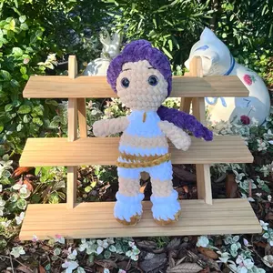 Kpop Singer Crochet Plushie Handmade Hunter Doll Toy with Purple Hair and White Outfit Ready to Ship
