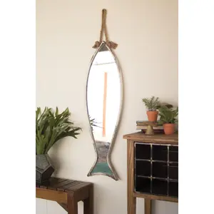 Kalalou  12.5 x 40 in. Vertical Fish Mirror with Rope Hanger