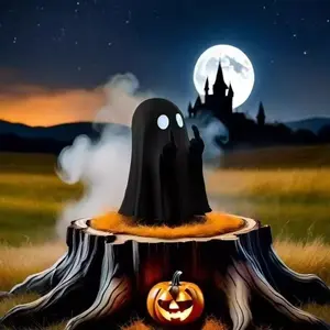 Middle Finger Cute Ghost Halloween Ornament Box Platform Vinyl PVC 8cm x 6cm Lightweight Decoration for Halloween Decorations