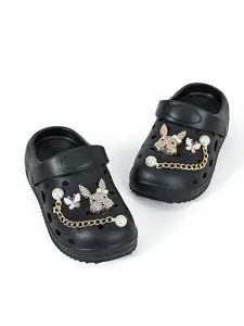 Summer New Plain Holey Shoes, Cute Thick Sole Anti-Slip Beach Resort Slide On Sandals, Breathable Textile Eva Sole Casual Girl Slippers