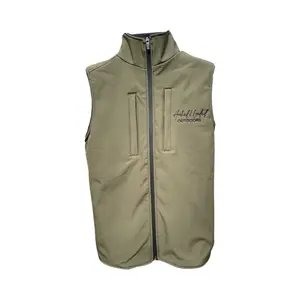H.L.O Soft Shell Vest - Olive, Windproof and Water Resistant, Fleece Lining, Four Water Tight Zippered Pockets