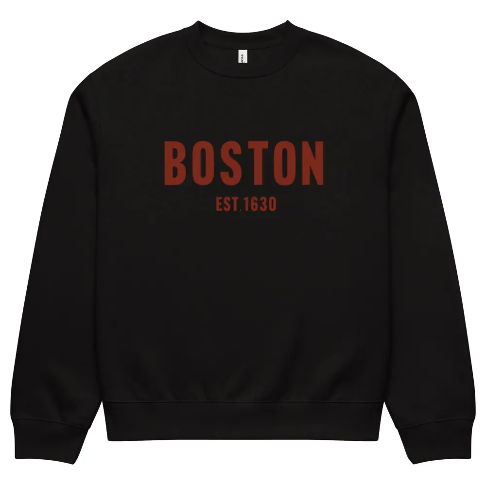 Boston Est. 1639 Oversized Sweatshirt | Boston Heritage Fleece Pullover | Unisex Crewneck | Cozy Oversized Boston Sweater