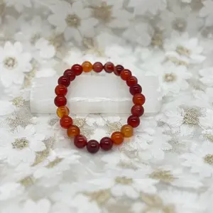Red Carnelian Crystal Bracelet - 8mm Beaded Healing Bracelet for Motivation & Confidence - Unique Crafted by Nature