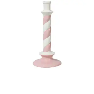 Vaisselle Tall Candle Stripe Holder in Baby Pink