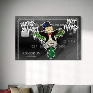 Monopoly Money Art Print – Work Smart Graffiti Poster, Boss Mindset Wall Art, Paper Print No Frame, Hustle Decor