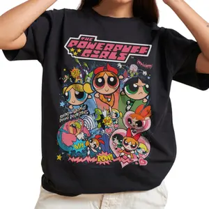 POWERPUFF GIRLS VINTAGE T-SHIRT, All Seasons, Machine Washable, Medium