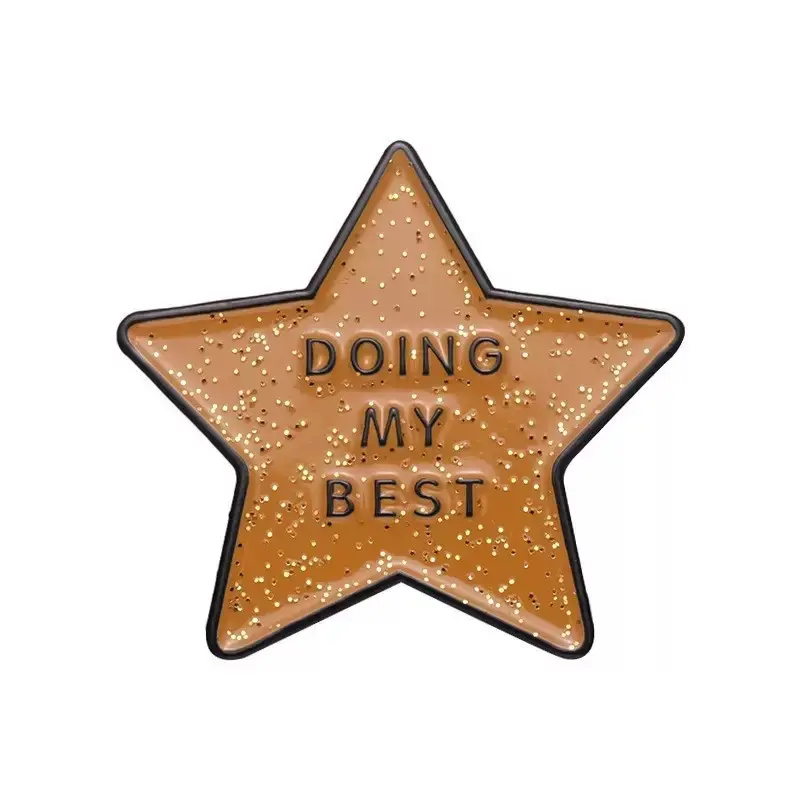 Star & Letter Pattern Brooch, Enamel Pin Suitable for Backpacks, Jeans, Scarves, Hats Decoration, Trendy All-match & Exquisite Jewelry for Birthday Gift