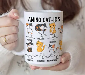 Biochemistry Cat Mug, 20 Amino Acids Funny Cat Lover Scientist, Science Teacher Gift, Biochem Mug, Funny Cat Mug, Chemistry Teacher, Student