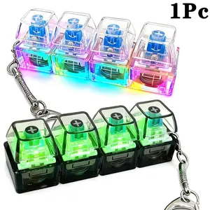 Glowing Keyboard Stress Relief Keychain, Four-In-One Pressure Release Button, Smart Gift, Transparent Design, Perfect for Relaxation
