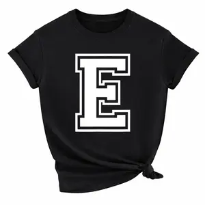 Casual Varsity Style Letter E Monogram Alphabet T-Shirt