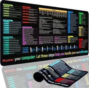 Excel Cheat Sheet Desk Pad Mat with Formulas Shortcuts Waterproof Non-Slip PC Keyboard Cover Large XL Mouse Pad for Office Gaming Unisex mouse  pads