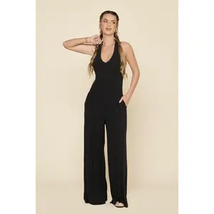 Halter Go with the Flow Jumpsuit - Black