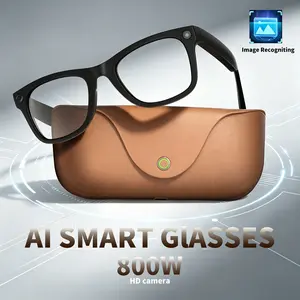 Ai Smart Glasses with Charging Case, 800w Camera, Voice Call, Music, Photo, Video, Large Capacity, Ideal for Daily Travel & Recordings