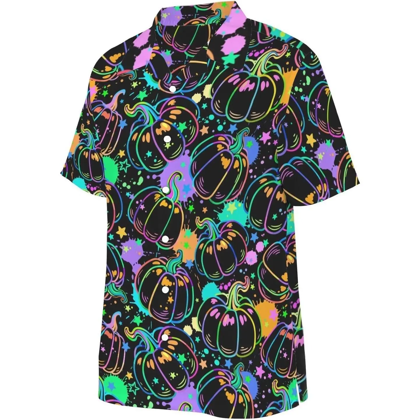 HUGLAZY Funny Halloween Shirt Men Hawaiian Button Down Party Outfit Costume