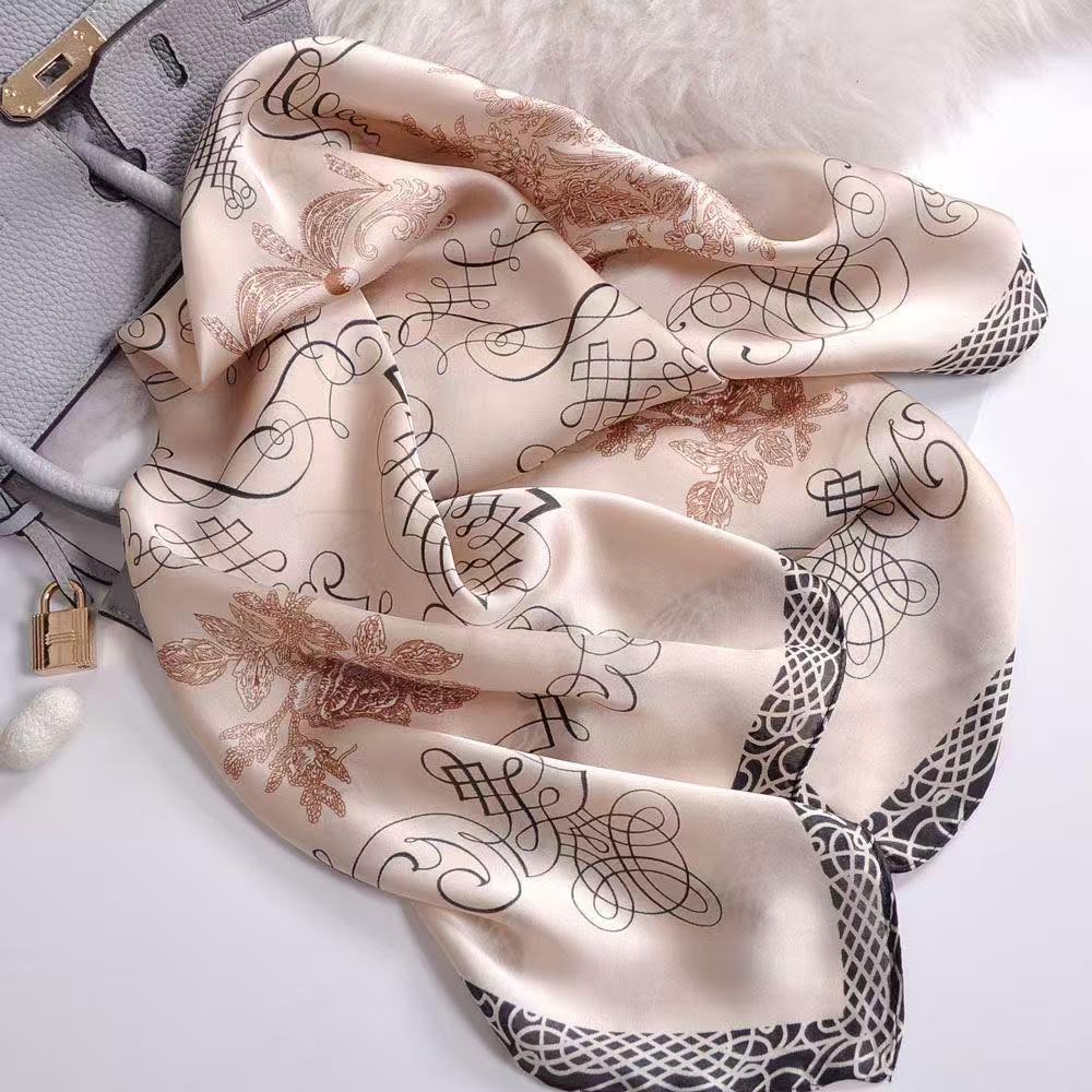 Women’s silk scarf, women’s headscarf, handkerchief, genuine silk scarf, elegant square silk scarf—suitable for weddings, parties, art dates, outings, travel, and as a gift for women.