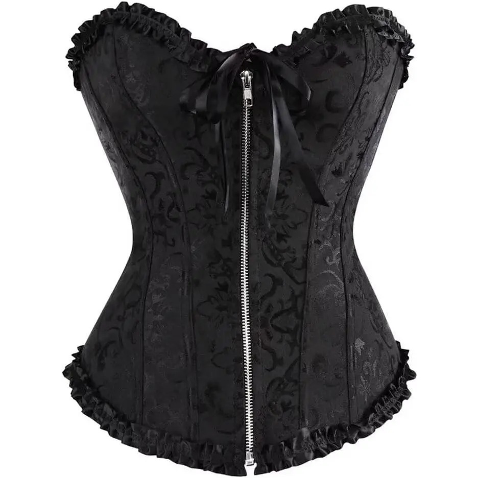 Corset Top Bustier Lingerie for Women Zipper Front Flower Sexy