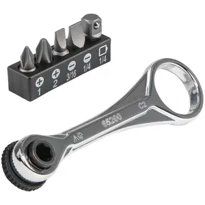 1/4 in. Drive Electrician's Mini Ratchet with Screwdriver Bits and Adapter