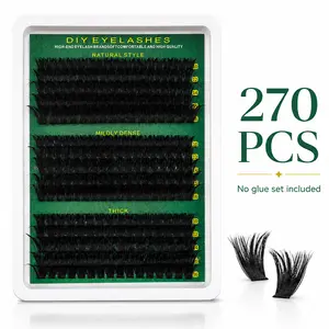 DIY Cluster Eyelash Extensions 270PCS 10–16mm Mix D Curl Soft Natural Wispy Fluffy Volume Lash Clusters Single Cluster Eyelashes for Eyelash Extension No Glue No Tweezers No Box Included Lightweight Reusable for Beginners Daily Makeup Cosmetic Kit