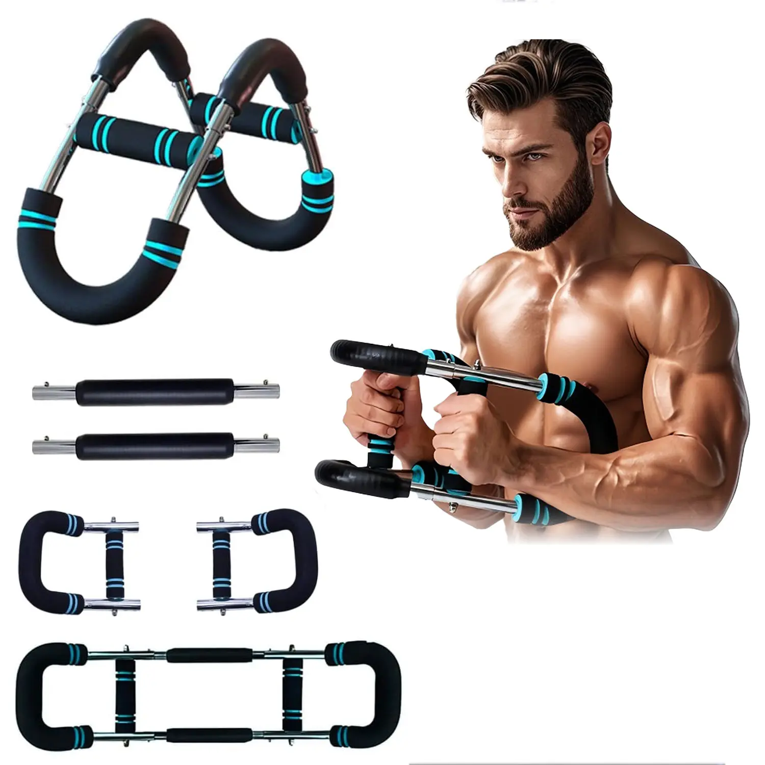 Twister-Shape Adjustable Resistance Bar, Arm Exercise Equipment for Men - Portable Home Gym Gear for Strength Train, Enhance Shoulder Muscle Training