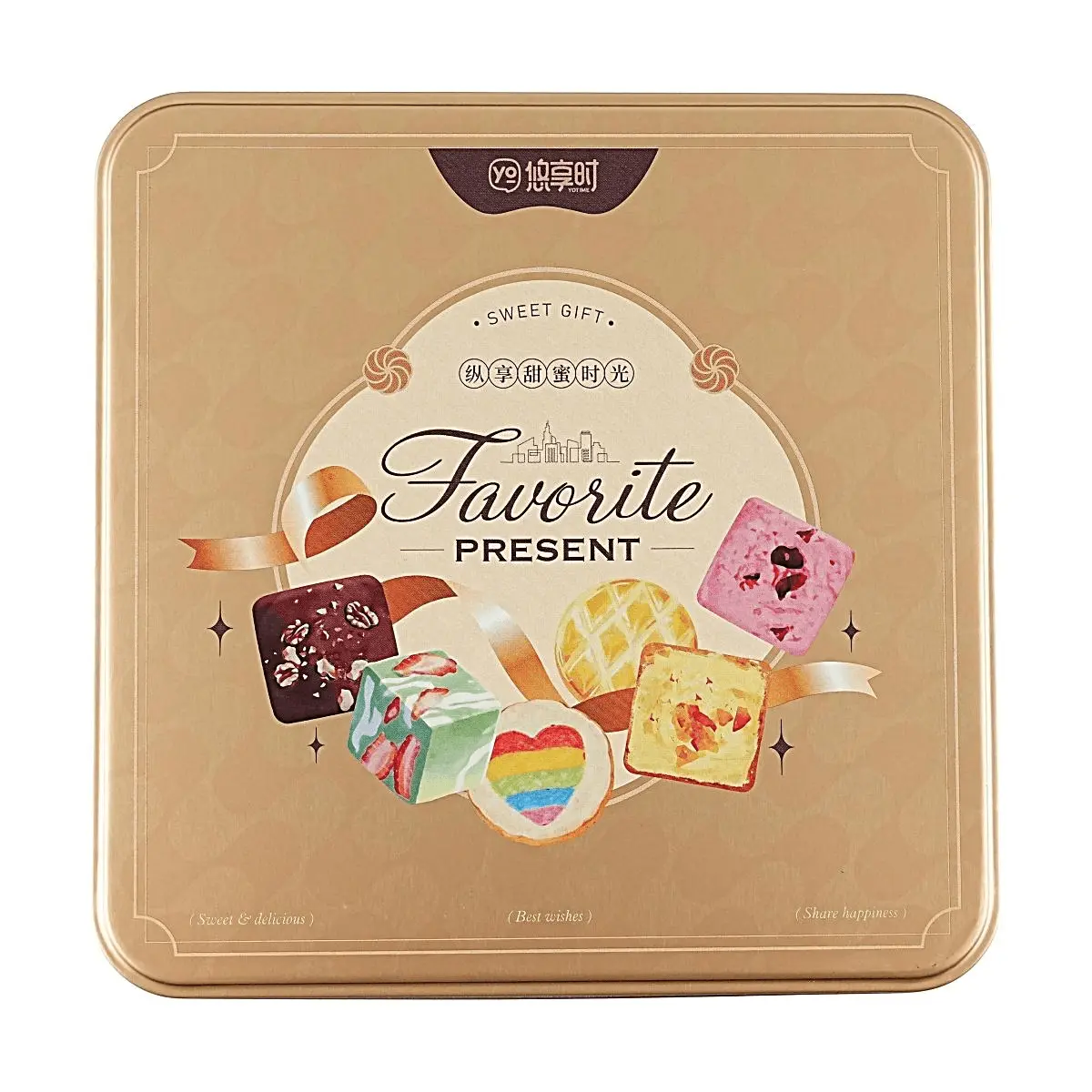 YOTIME Exquisite Cookie Gift Box 321g - Assorted Flavors for Afternoon Tea & Gifts | Honey Jasmine, Coconut Date, Lily Grape, Cocoa Frappe, Orange, Coconut Shred, Rose, Cocoa, Coconut Hazelnut, Red Bean, Rainbow Heart, Matcha Strawberry