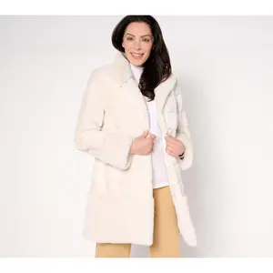 Dennis Basso Petite Pelted Faux Fur Jacket w/ Stand Collar