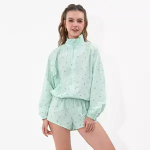 Women's Zip Track Jacket - Wild Fable Green Floral L