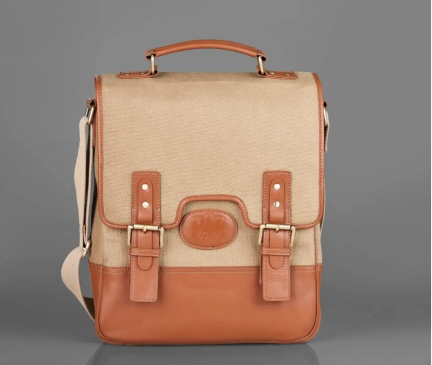 Marcel Ardani Delta Leather Messenger Bag with Handle – Burlap, Limited Stock, Laptop & Tablet Compatible