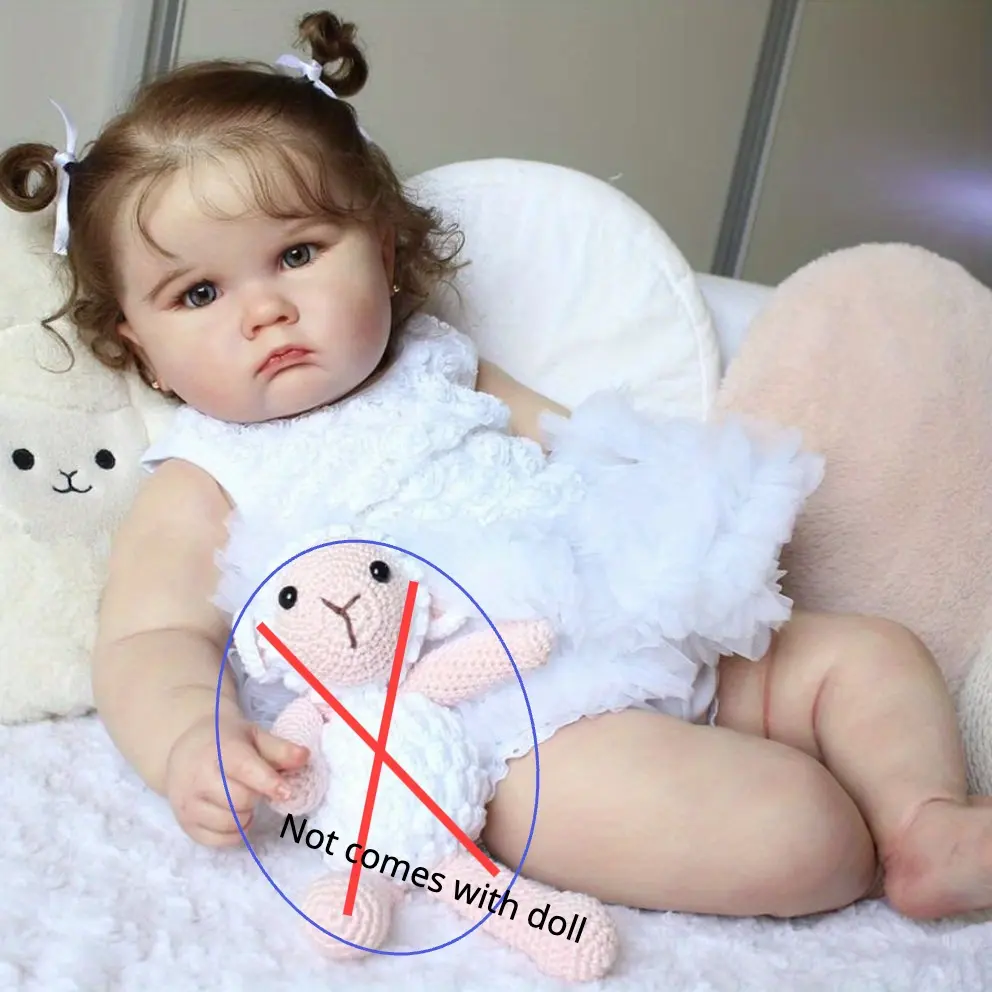 HATOY Realistic 60cm Reborn Baby Doll with 3D-Painted Skin and Veins, Soft Silicone Toddler Toy Gift for Girls