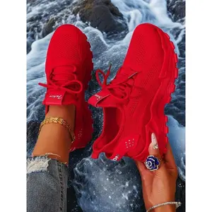 Women's Fashionable Lace Up Low Top Sneakers, Casual Breathable Lightweight Sports Running Shoes, Anti-slip Comfortable Outdoor Sporty Running Shoes