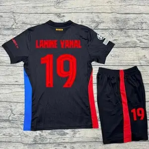 Unisex Soccer 2025 Away Soccer Kit, Premium Fabric Match Style Set - Fans Version Red Blue Black Football Jersey