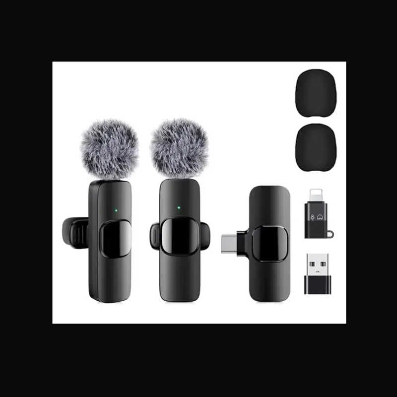 Mini Wireless Lavalier Microphone 2 Pack – Plug & Play, Noise Reduction, Clip-On Mic with USB-C & Lightning Receiver for iPhone, Android, iPad, TikTok, YouTube, Podcast, Interview, Vlog, Live Streaming