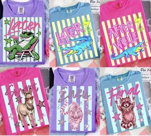 Custom Later Gator & Easy Tiger Striped Tee, Preppy Coastal Summer Shirt, Summer Streetwear, Top Womenswear