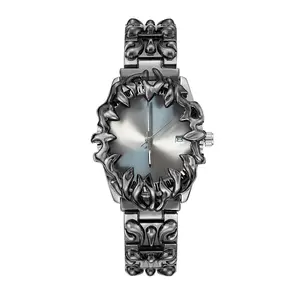 Alabaster Style Analog-Digital Fashionable Timepiece with Band Adjuster 18mm Width 27cm Length Opium Venom Core Casual Trendy Wristwatch mirror watch