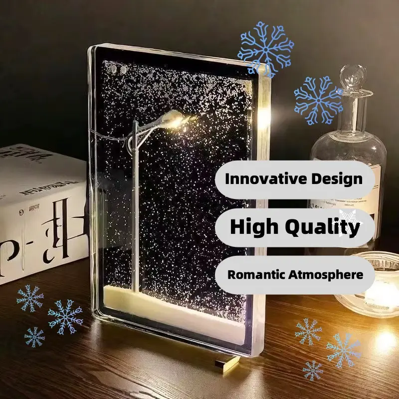 DIY Magic Snowy Landscape Small Street Light, Flowing Christmas Desktop Decor, Handmade Christmas Aesthetic Night Light