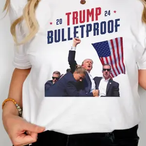 Bulletproof Trump 2024 Shirt, Assassination Trump T-Shirt, Trump Shooting, Never Surrender Shirt, Pro America Shirt, Republican Shirt