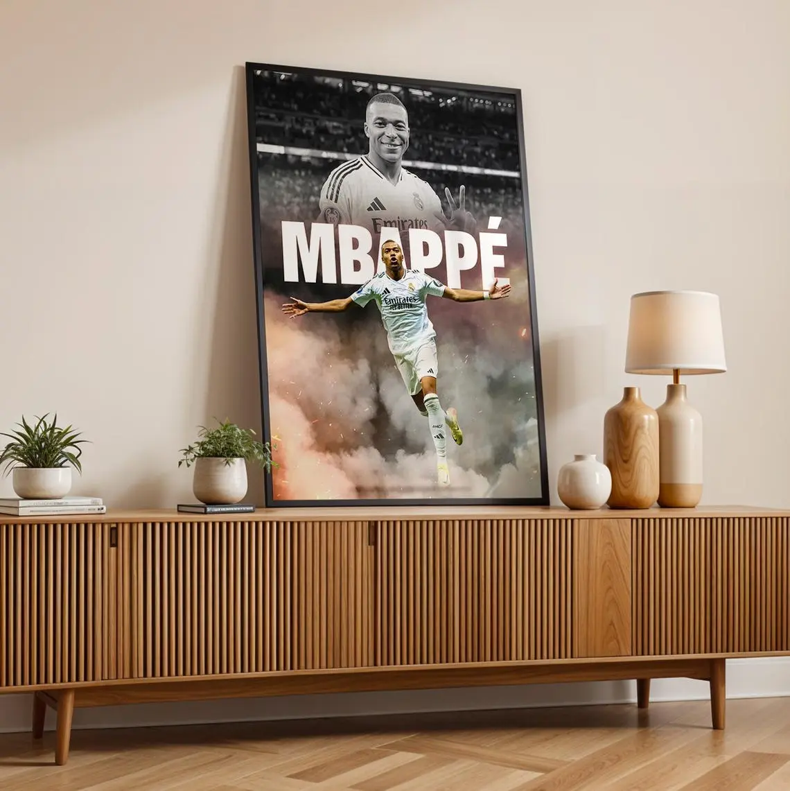 [No Frame] Kylian Mbappe Football Poster: Real Madrid Football Art Print