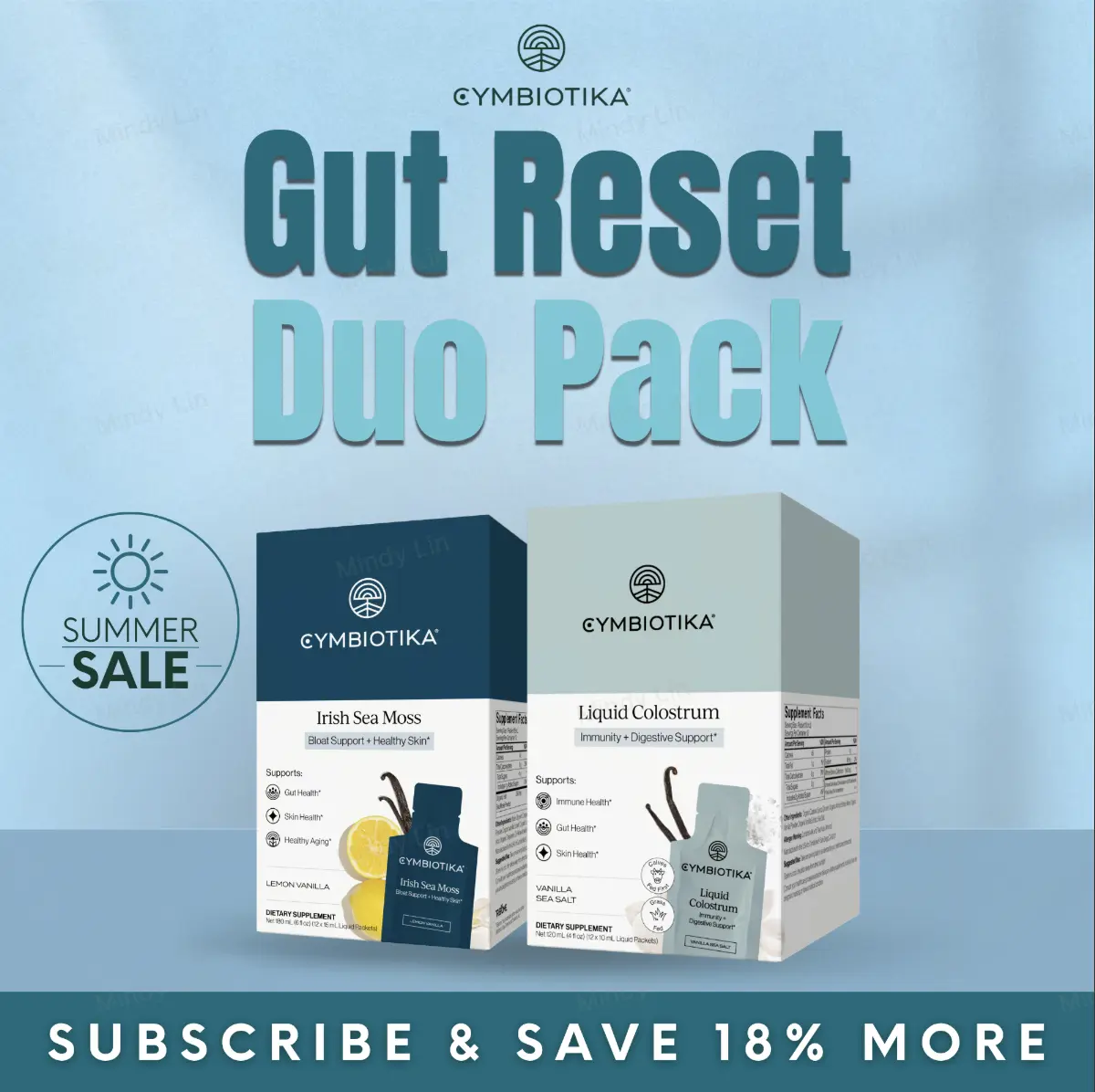 Gut Reset Duo Pack | 12*2 Packets | Liquid Colostrum + Irish Sea Moss | 52 Packets | Gut Health, Immune Support & Radiant Skin | Bovine Colostrum & Organic Sea Moss with Tribiome & Rējen