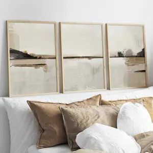 3pcs/set, Modern Neutral Abstract Gallery Wall Art, Unframed Nordic Prints, Minimalist Wall Painting, Scandinavian Art Posters, Spring Decor, Wall Decor, Art Wall Decoration, Canvas Artwork For Living Room, Bedroom, Kitchen