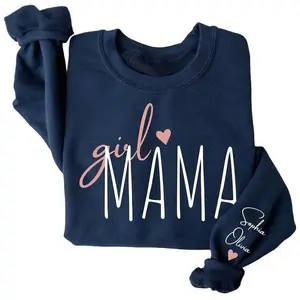 Personalized Girl Mama Sweatshirt & T-Shirt – Custom Mom of Girls Shirt – Cute Motherhood Graphic Top for Moms