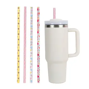 40oz Preppy Reusable Straws 4-Pack Fits 30oz & 40oz Tumblers Wide BPA-Free Viral Tumbler Straws Perfect for Iced Coffee & Water Jugs