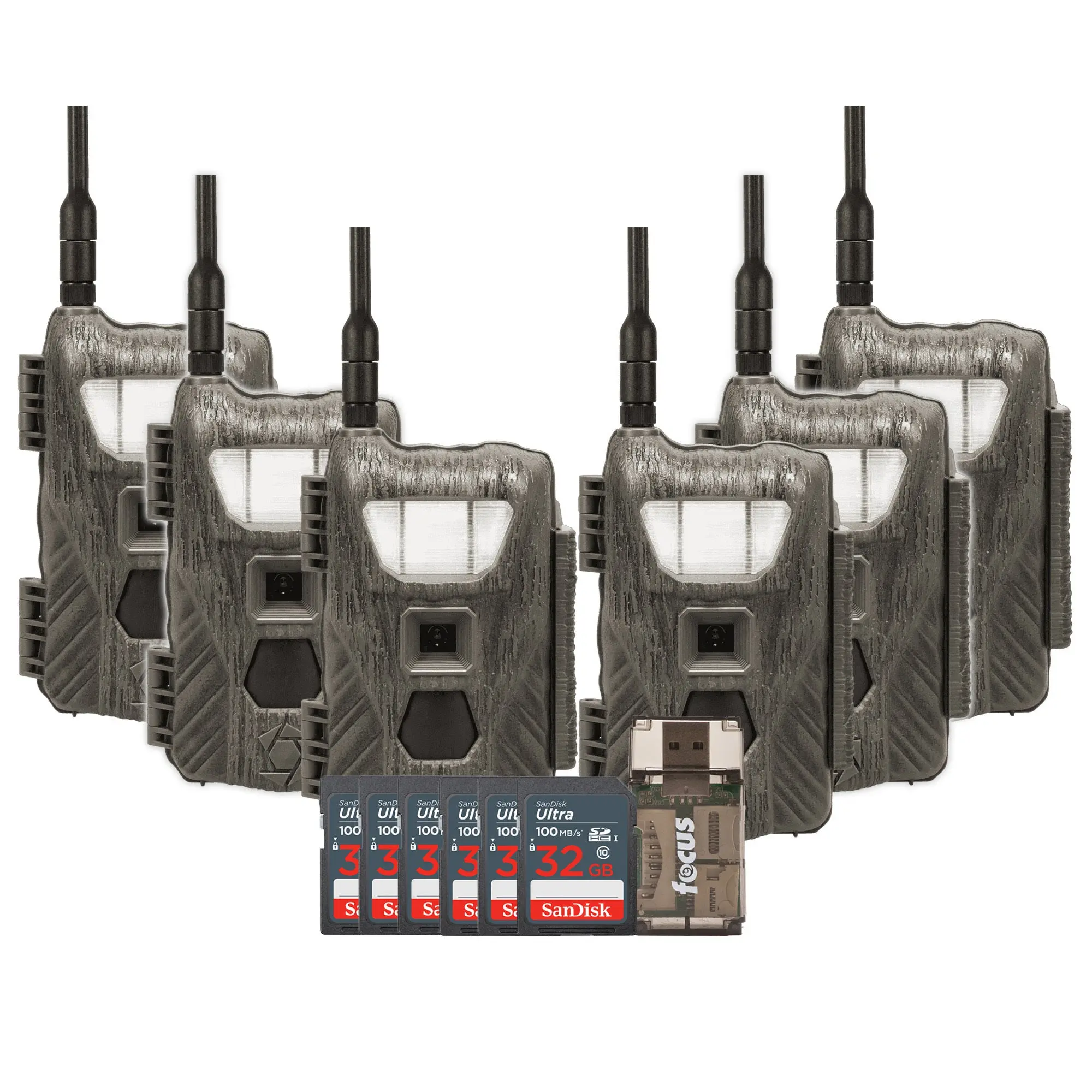 Stealth Cam Flashback White Flash Cellular Trail Camera 6-Pack with Six 32GB Cards and Card Reader