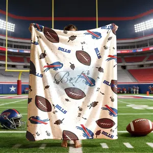 Buffalo Bills Full Print Flannel Blanket, Large Soft Lightweight Warm, Multifunctional Blanket, Perfect for Bed Sofa Office Camping Travel, Super Bowl Gift