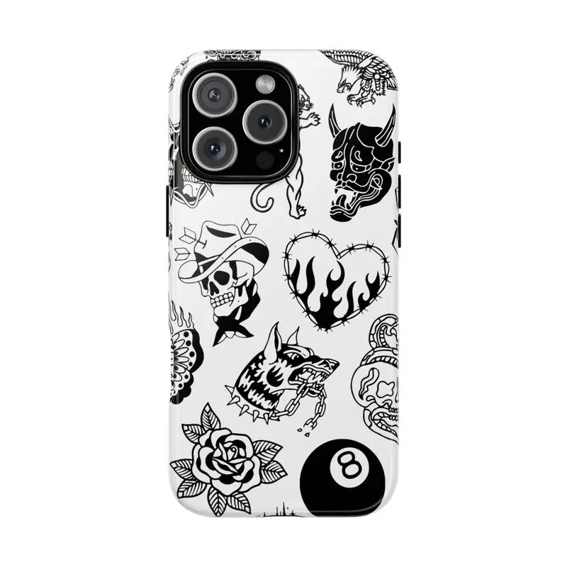 Black & White Tattoo - Halloween Phone Case | Old School | Suitable for iPhone 17/16/15/14/13/12/11 Pro Max/Plus and Samsung Galaxy S23FE/22/23/24/25 - TikTok Shop Black & White Tattoo - Halloween Phone Case | Old School | Suitable for iPhone 17/16/15/14/13/12/11 Pro Max/Plus and Samsung Galaxy S23FE/22/23/24/25 - TikTok Shop